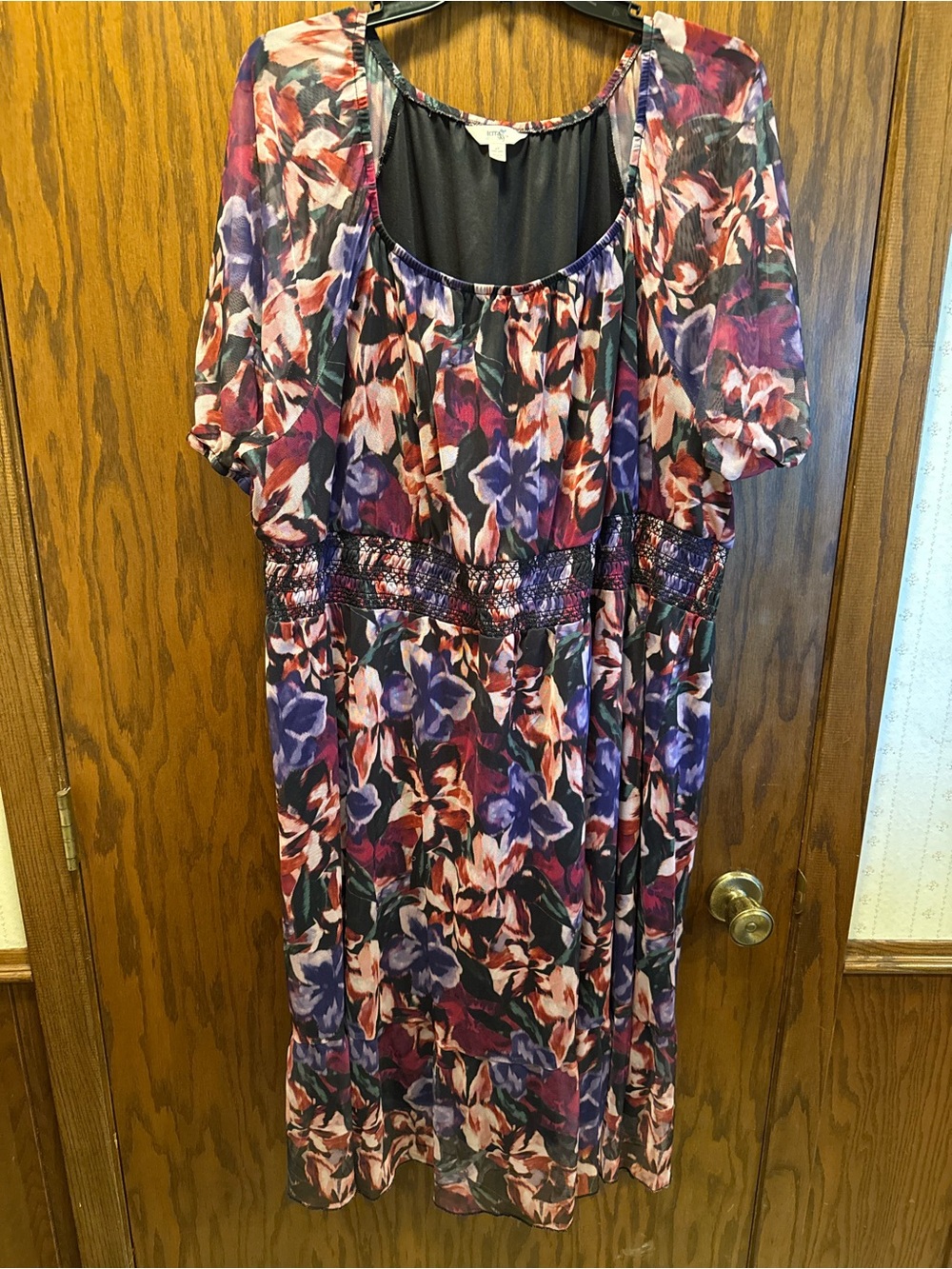 Floral Scoop-Neck Women’s Dress in Purple and Pink